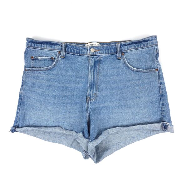 ABERCROMBIE 90s High Rise Dad Jean Shorts Clean Girl Raw Hem Western Boho Y2k 34 - Picture 1 of 7